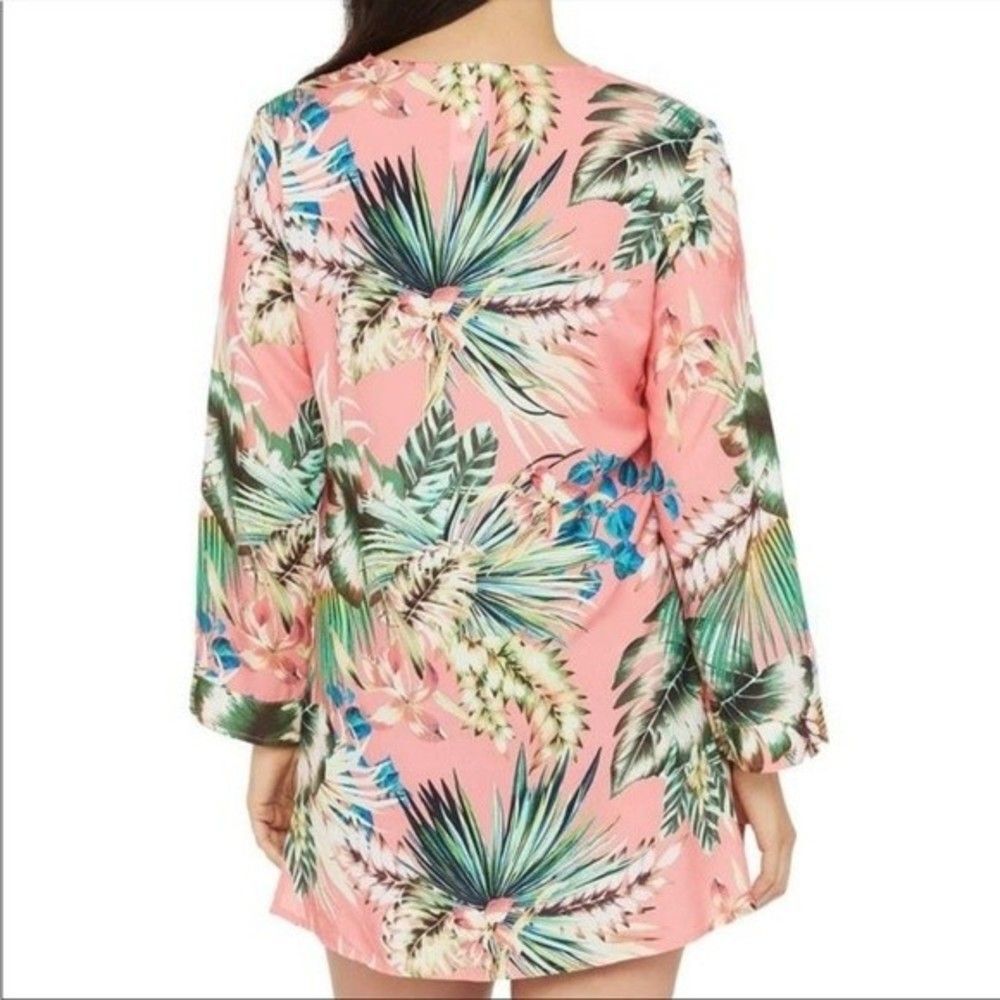 La Blanca Pink Palm Tree Coverup Swimsuit Dress Womens Size Small - Picture 2 of 8